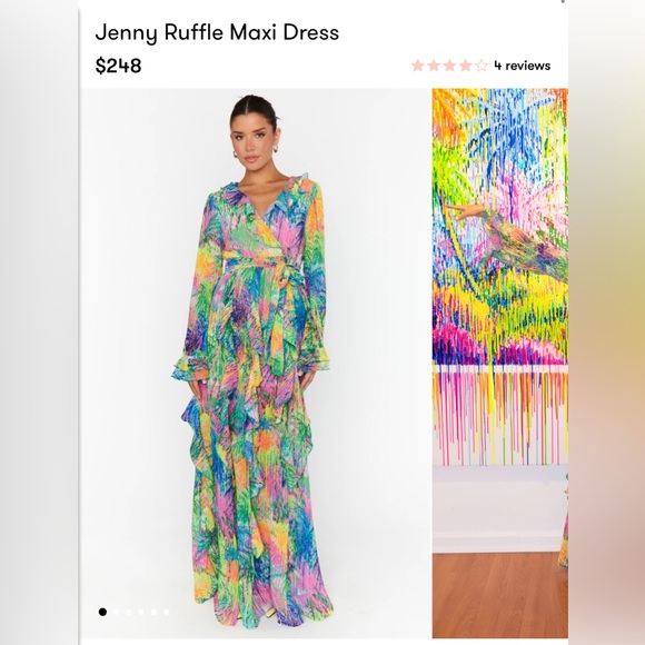 Show Me Your MuMu Dresses & Skirts - show me your mumu Jenny Ruffle Maxi Dress Small Vibrant colorful chiffon